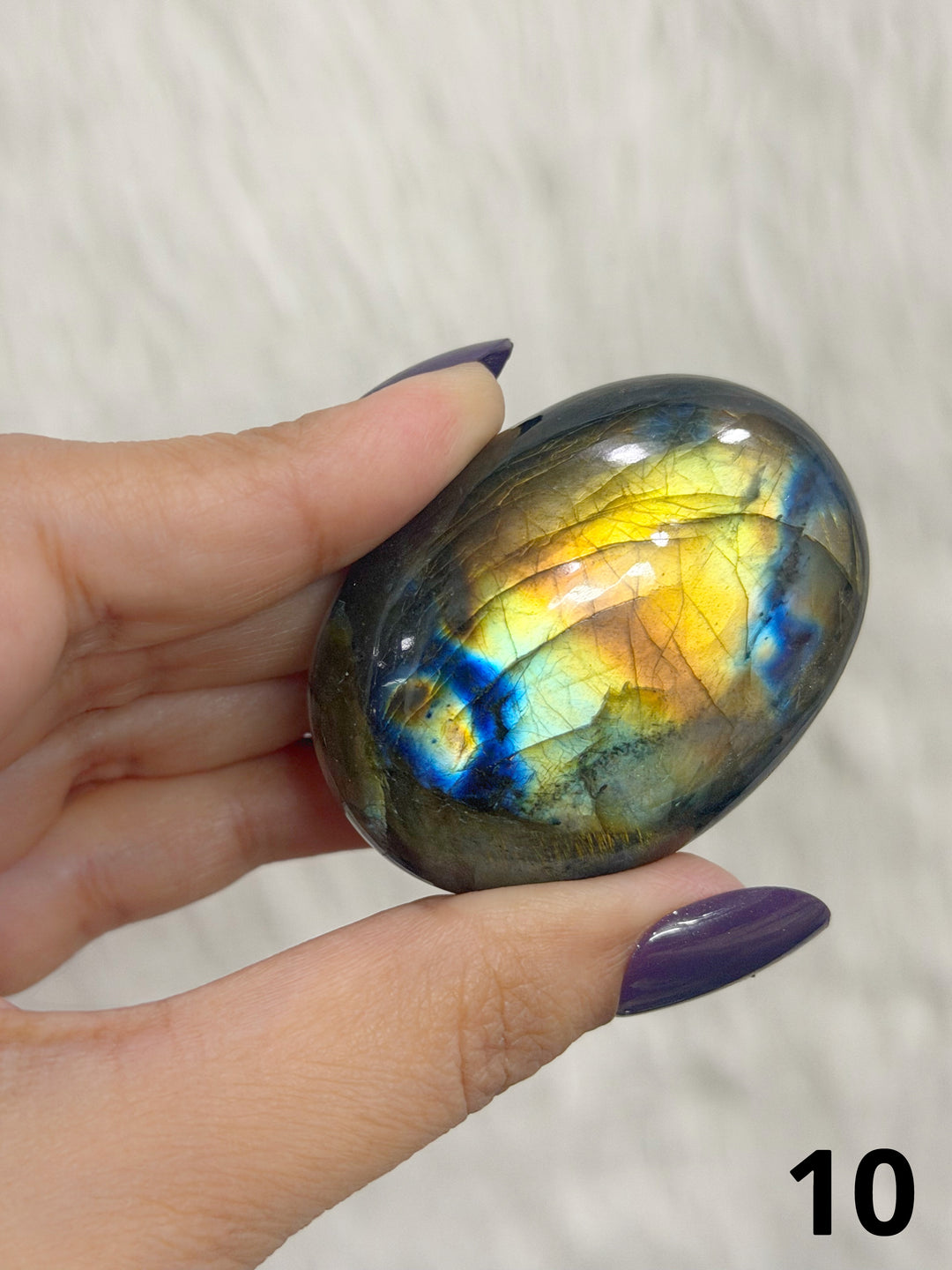 Labradorite Puffy Palm Stone For Intuition &amp; Protection