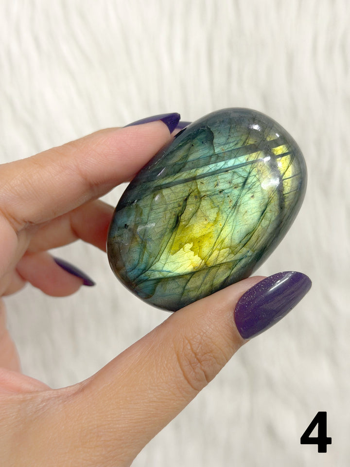Labradorite Puffy Palm Stone For Intuition &amp; Protection