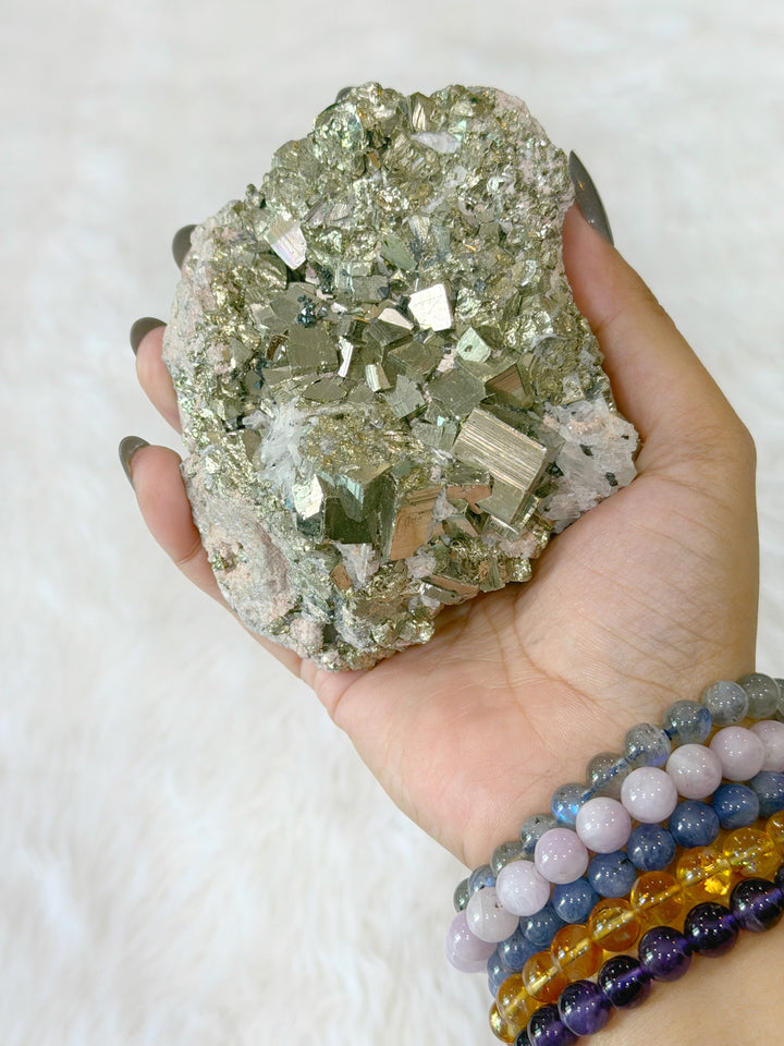 Pyrite Cubic Cluster With Quartz 11