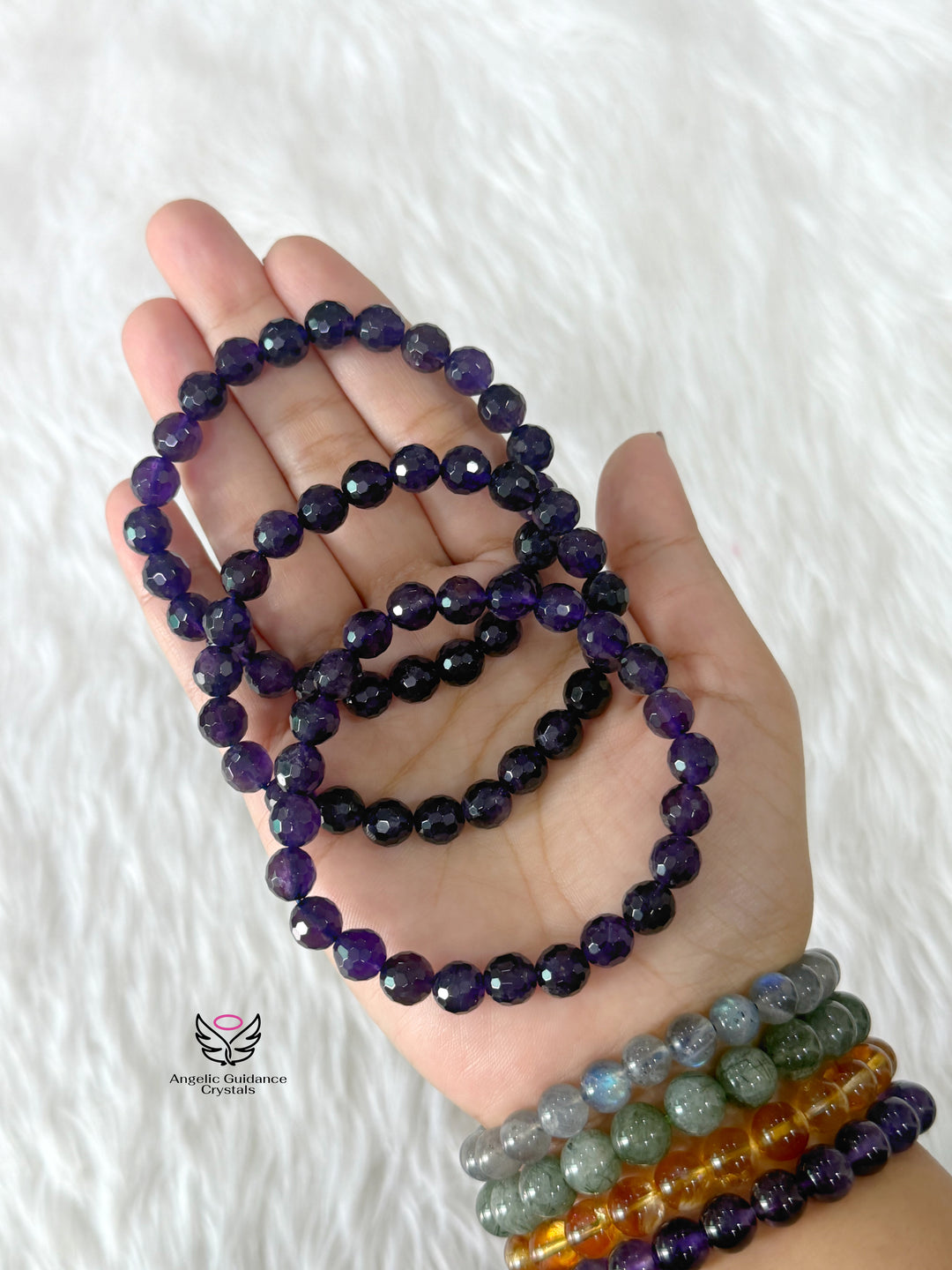 Amethyst Faceted Bracelet AAA 8mm Dark