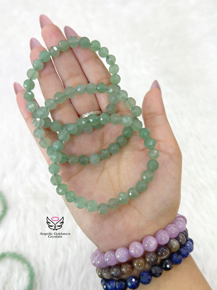Green Aventurine Faceted Bracelet 8mm AAA