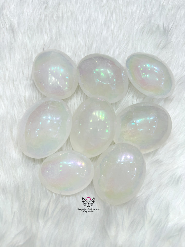 Angel Aura Quartz Palm Stone