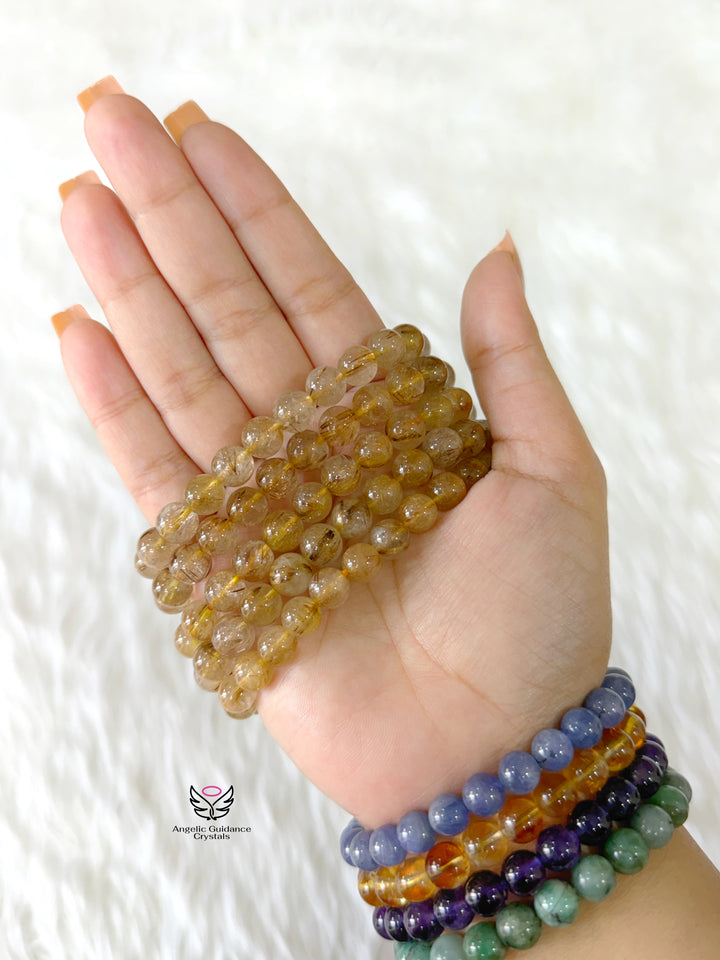 Golden Rutile Bracelet 8mm Aa