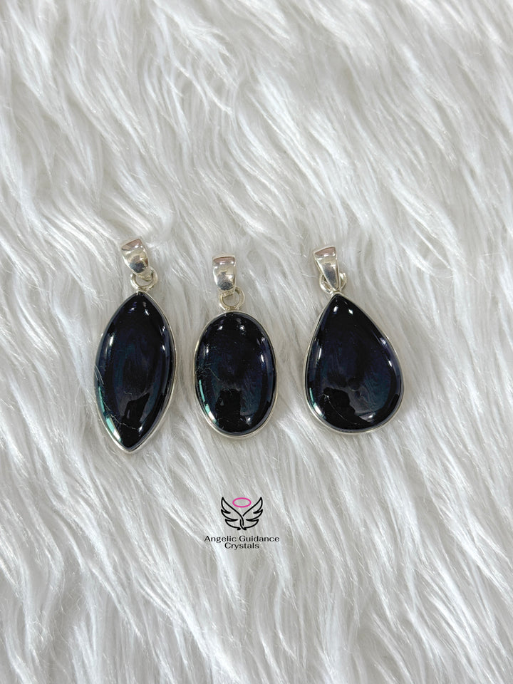 Black Tourmaline Silver Pendant | Protection And Aura Cleanser