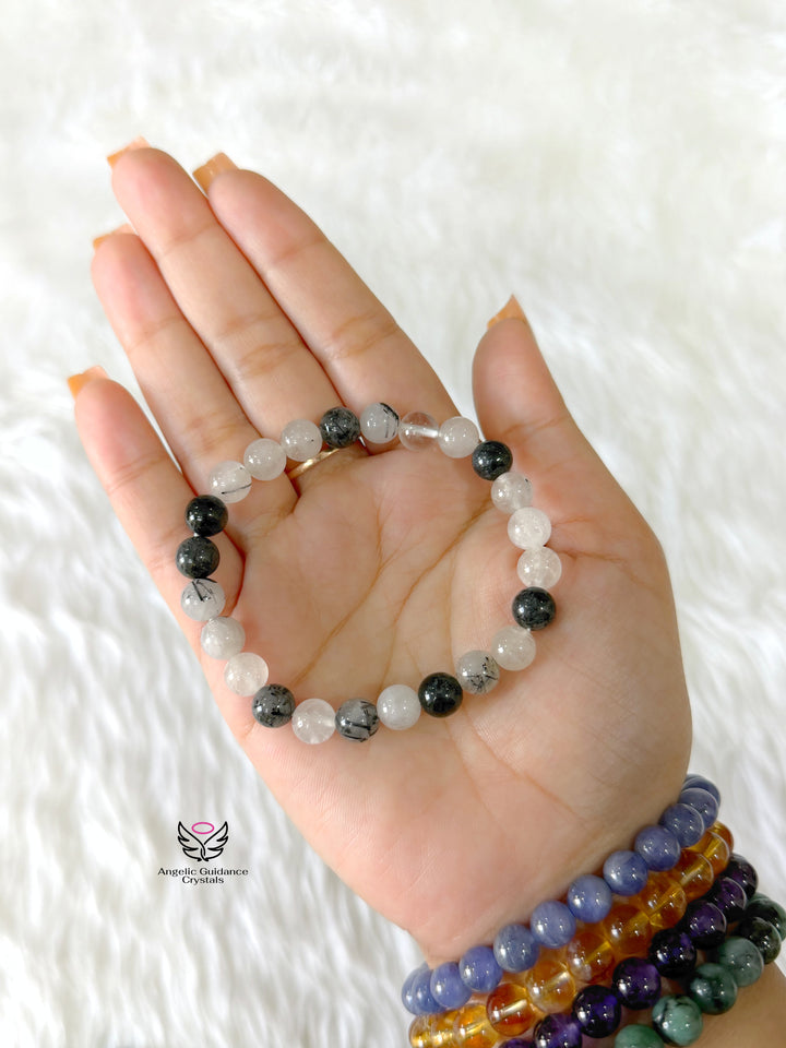 Black Rutilated Quartz Bracelet 8mm