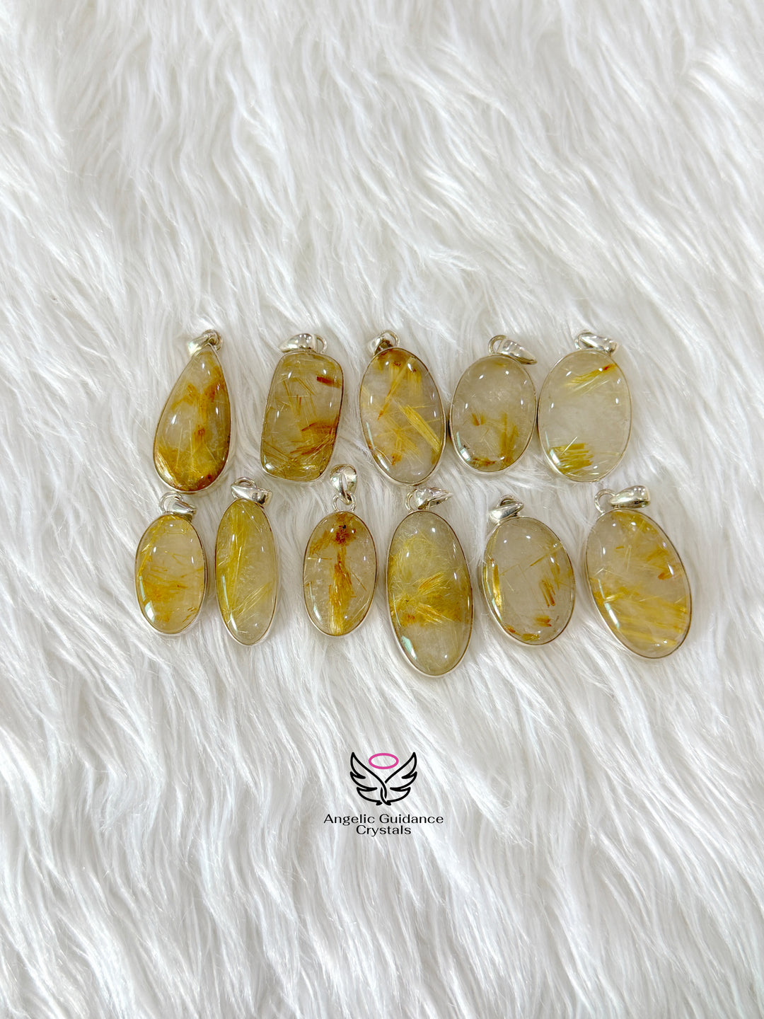 Golden Rutilated Quartz Silver Pendant | Intuition And Transformation