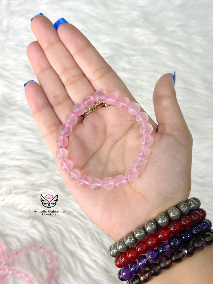 Rose Quartz Bracelet 8mm Light
