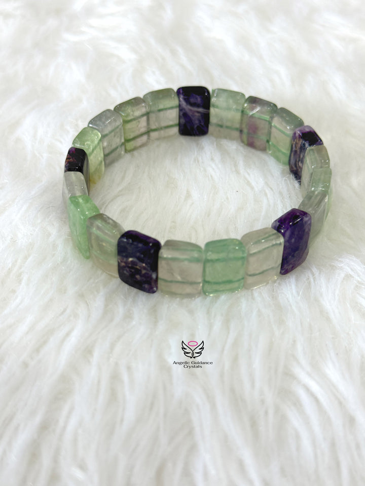 Rainbow Fluorite Pyramid Bracelet