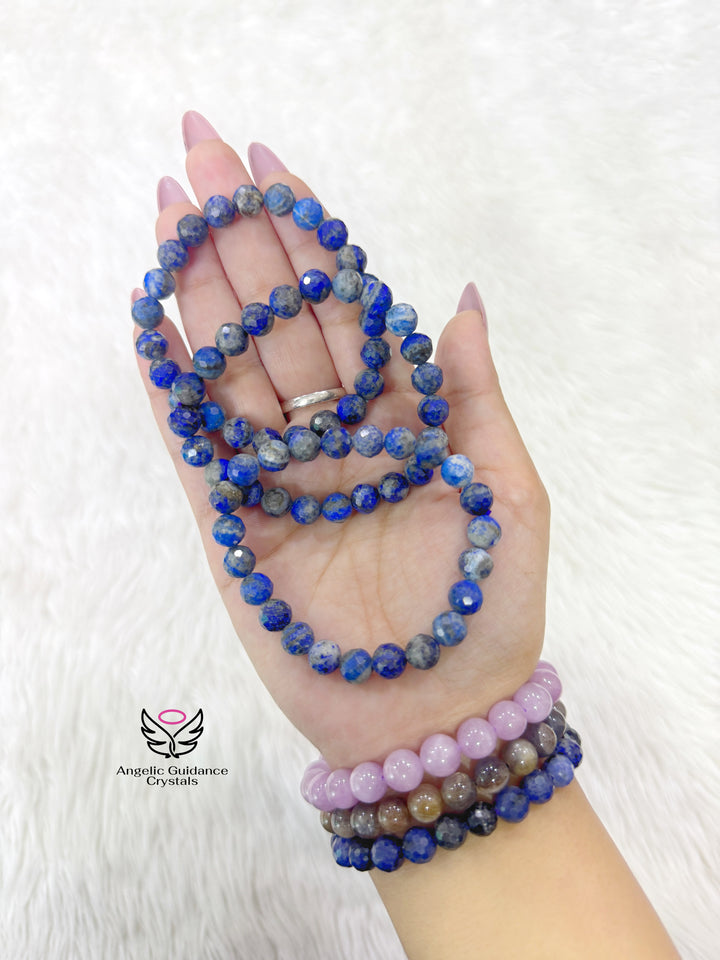 Lapis Lazuli Faceted Bracelet 8mm Aaa