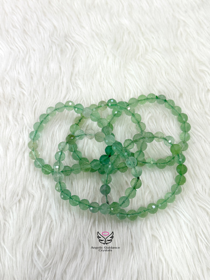 Green Fluorite Faceted Bracelet 8mm