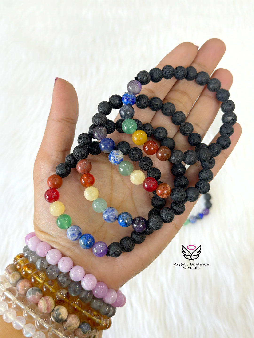 Seven chakra with lava Bracelet