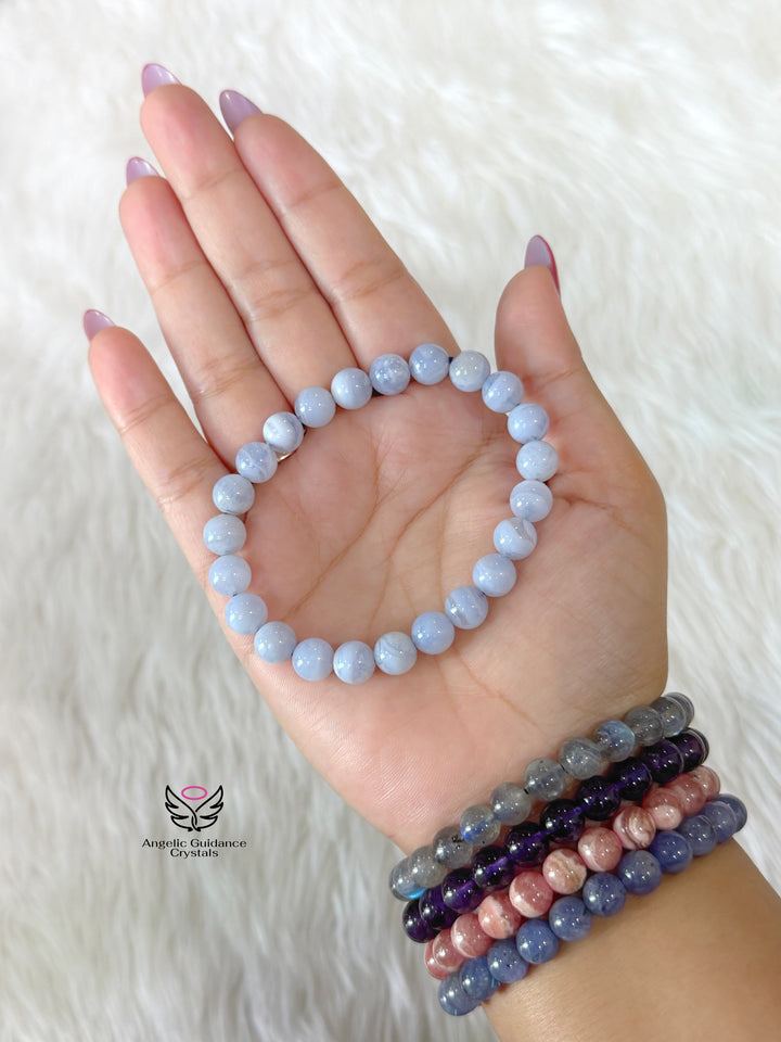 Blue Lace Agate Bracelet AA 8mm