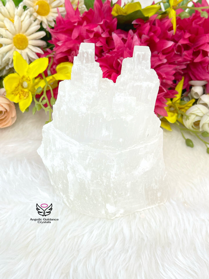 Selenite Iceberg Twin Tower Lamp