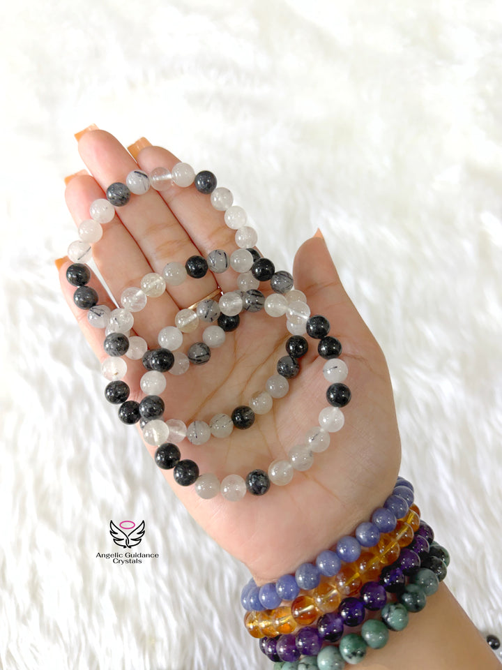 Black Rutilated Quartz Bracelet 8mm