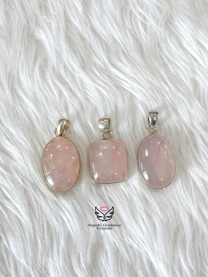 Rose Quartz Silver Pendant | Love And Compassion