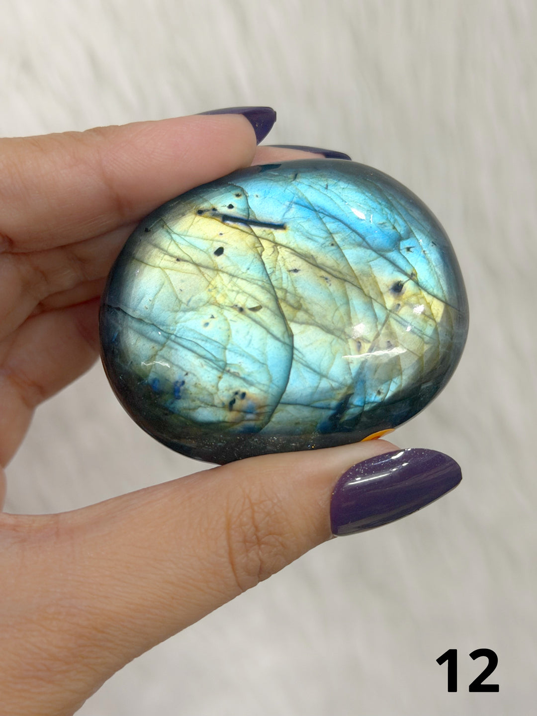 Labradorite Puffy Palm Stone For Intuition &amp; Protection