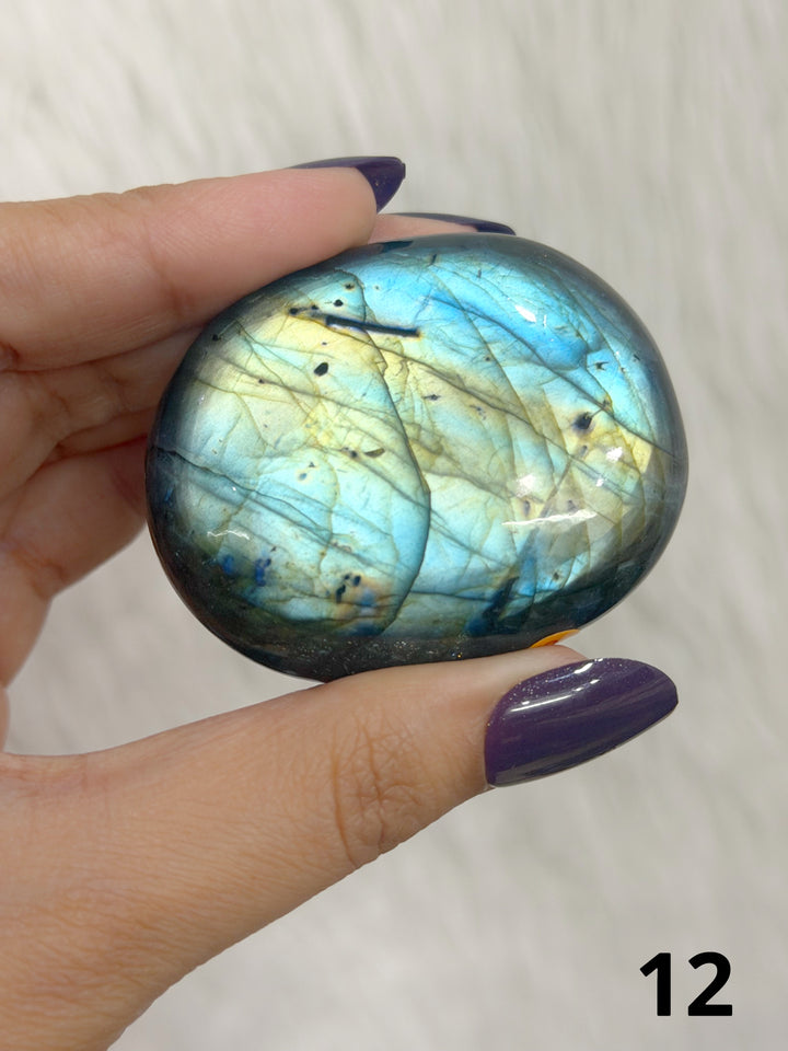 Labradorite Puffy Palm Stone For Intuition &amp; Protection