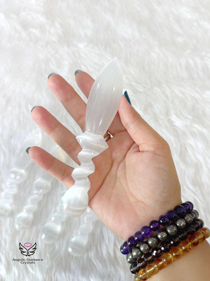 Selenite Cord Cutting Dagger AAA