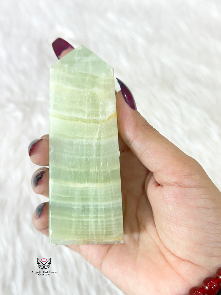 Pistachio Green Calcite Tower Large