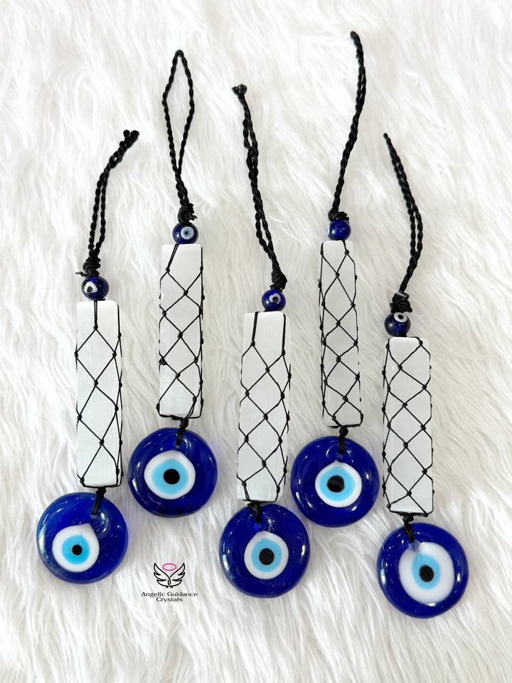 Selenite Evil Eye Hanging Medium For Protection