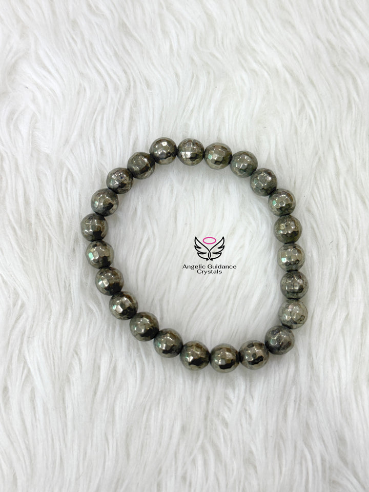 Pyrite Bracelet Faceted 8MM Aa