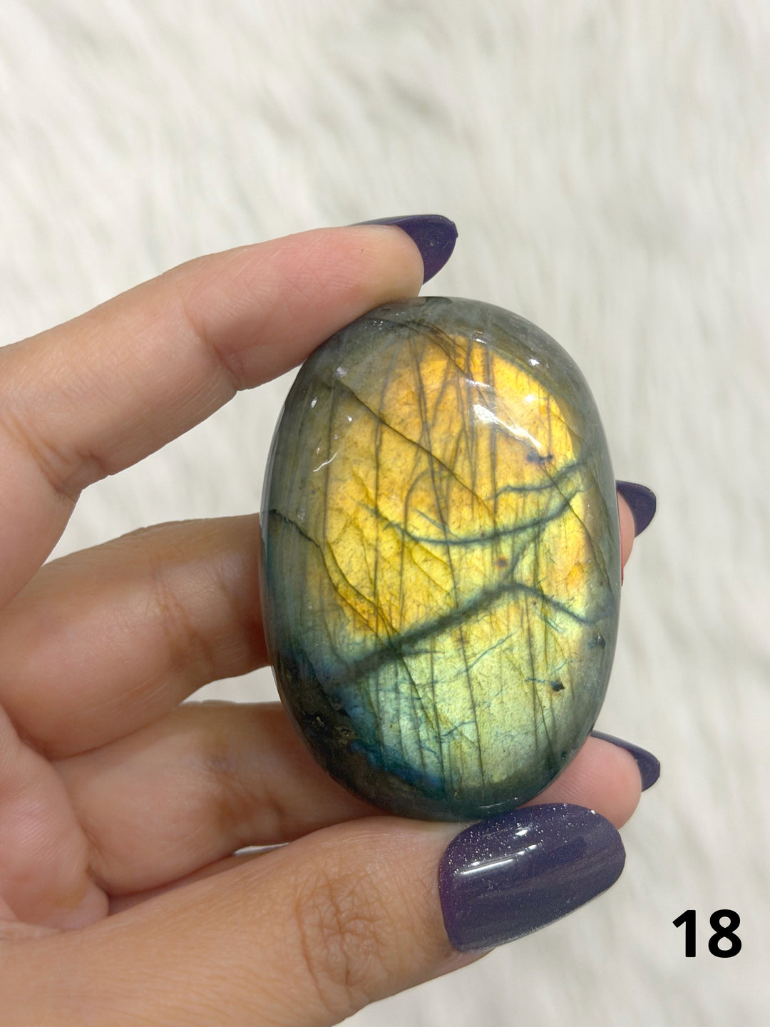Labradorite Puffy Palm Stone For Intuition &amp; Protection