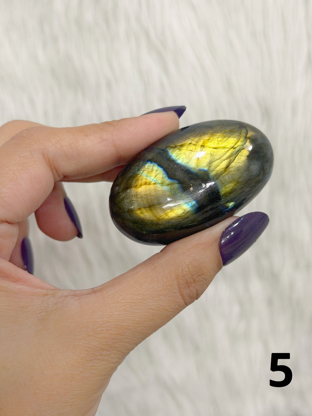 Labradorite Puffy Palm Stone For Intuition &amp; Protection
