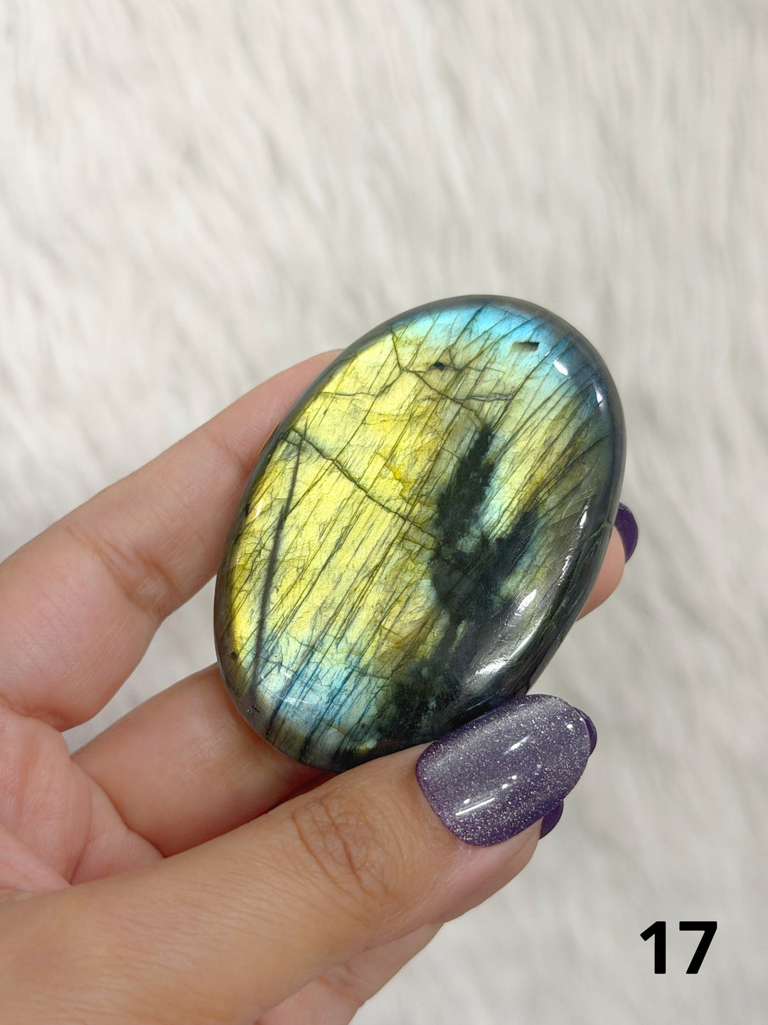 Labradorite Puffy Palm Stone For Intuition &amp; Protection