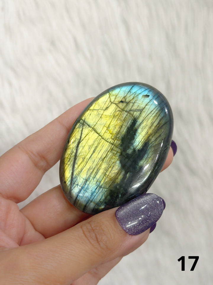 Labradorite Puffy Palm Stone For Intuition &amp; Protection