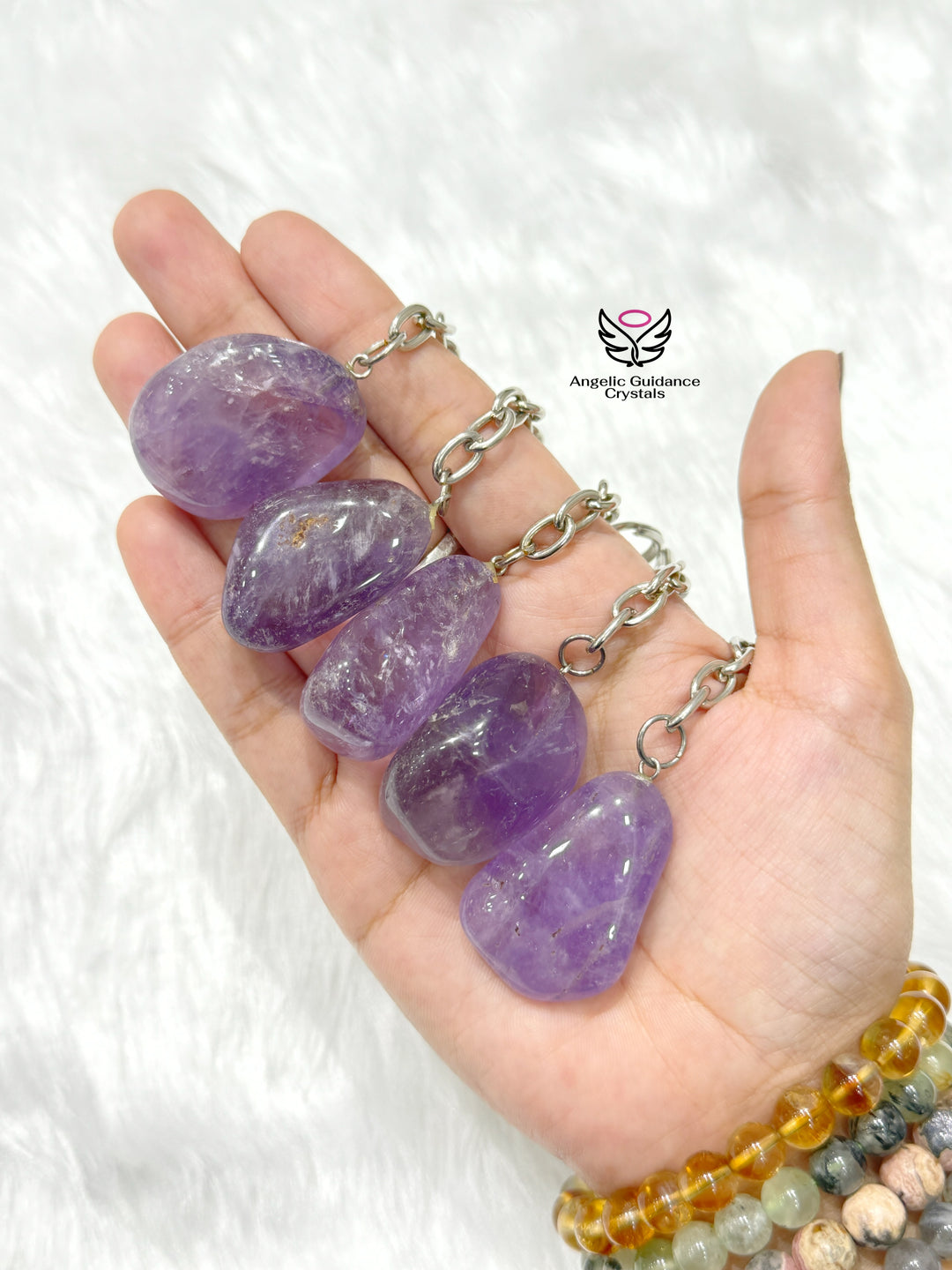 Amethyst Natural Tumble Keychain