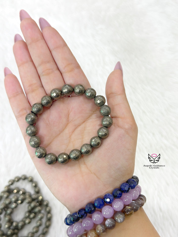 Pyrite Bracelet Faceted 10 MM Aa