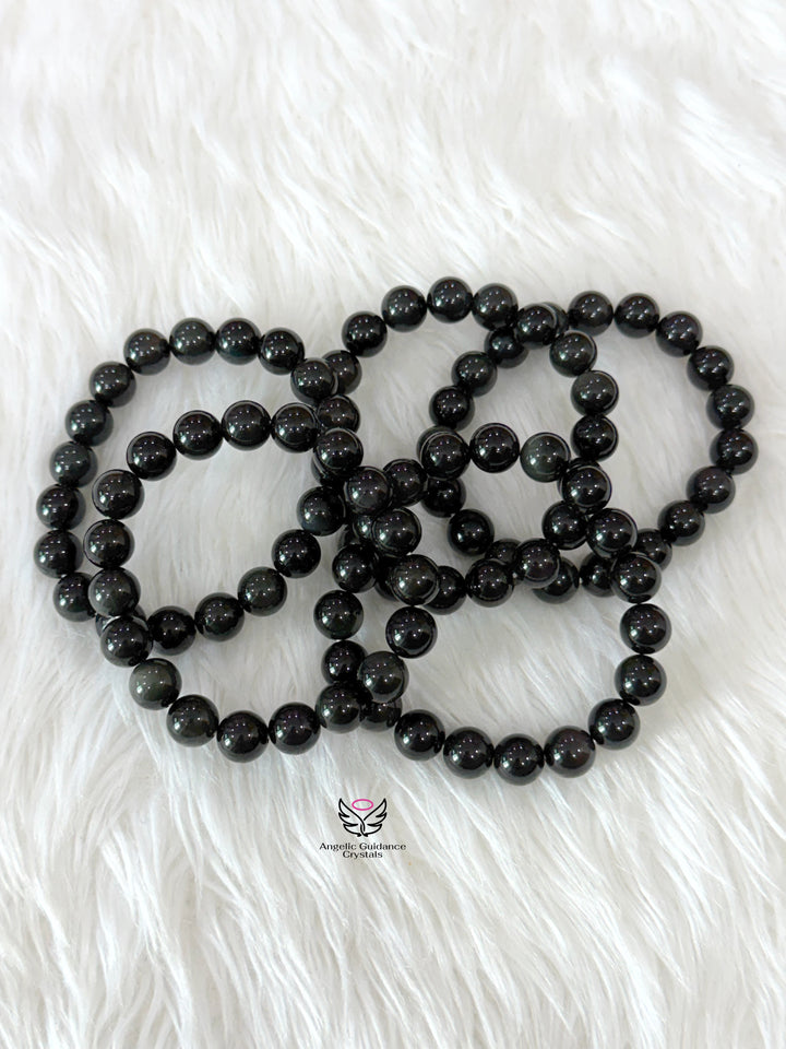 Black Rainbow Obsidian 10mm Bracelet