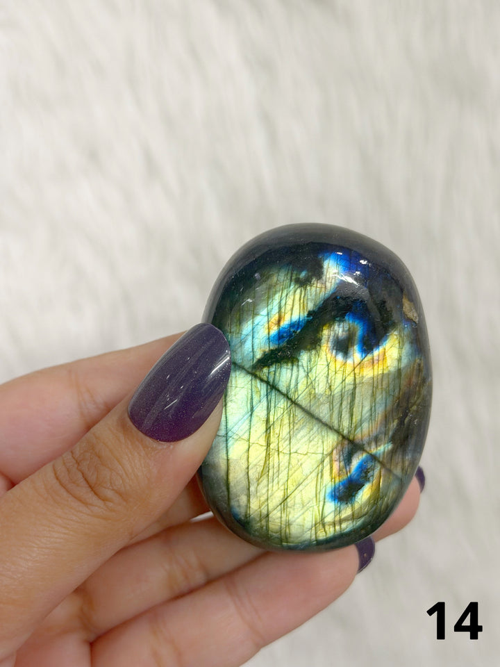 Labradorite Puffy Palm Stone For Intuition &amp; Protection