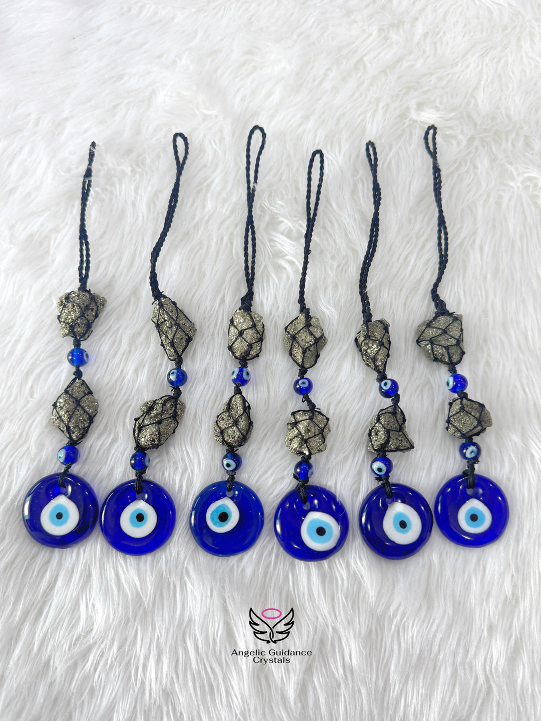 Pyrite Double Evil Eye Hanging