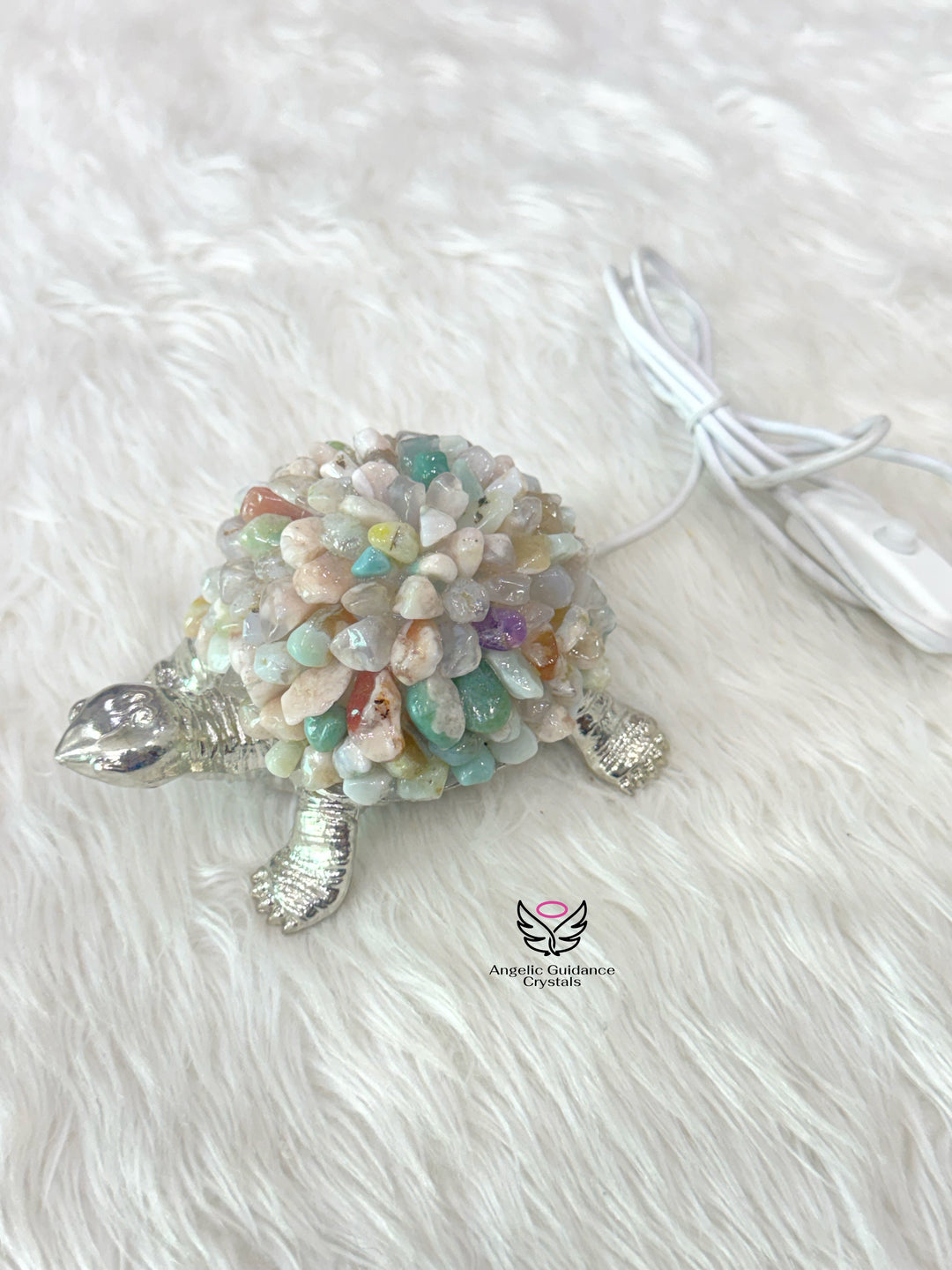 Flower Agate Tortoise Lamp