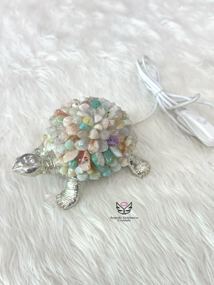Flower Agate Tortoise Lamp