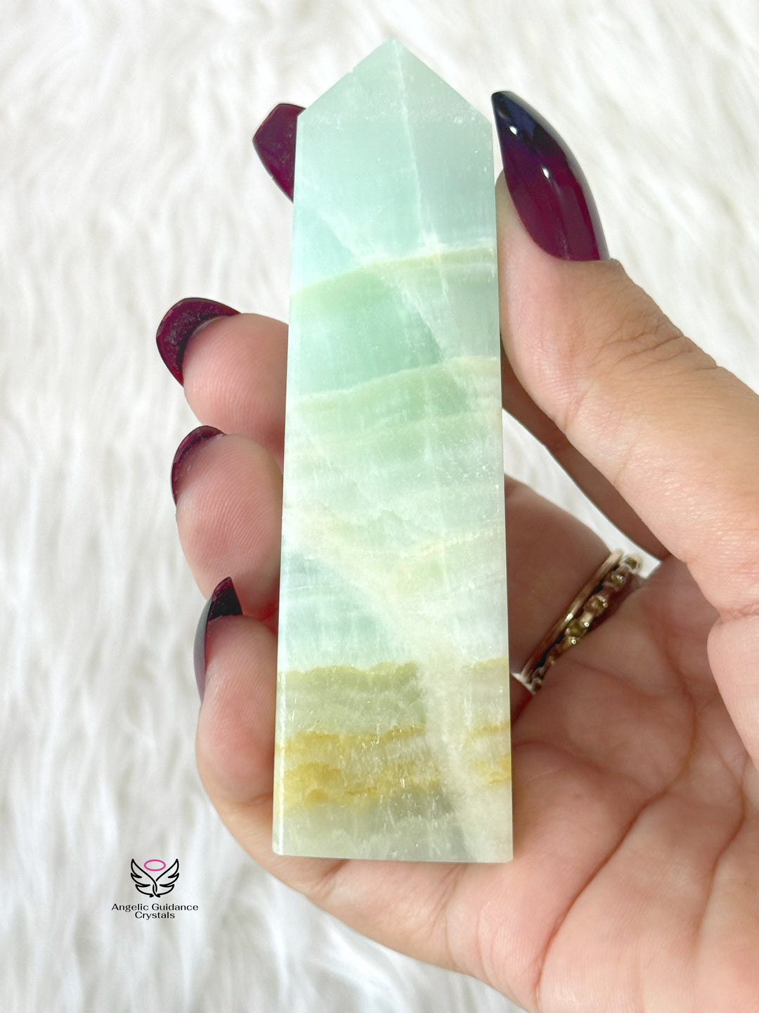 Pistachio Green Calcite Tower Medium
