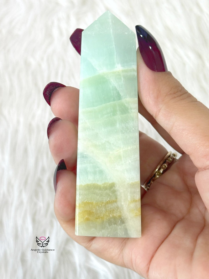 Pistachio Green Calcite Tower Medium