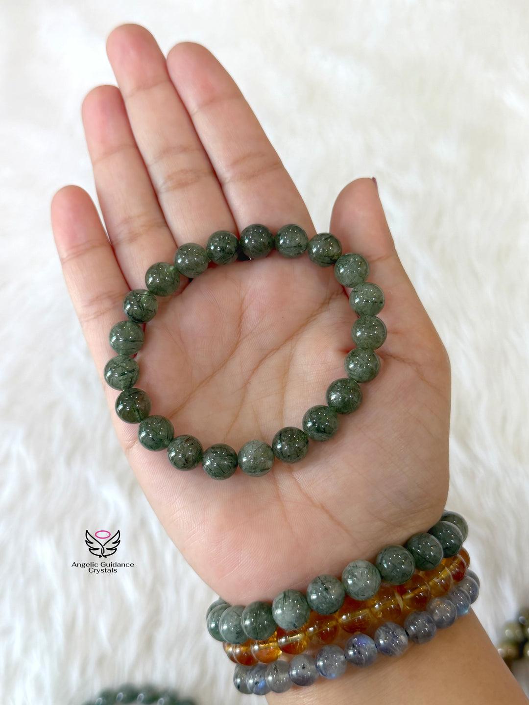 Green Rutilated Quartz Bracelet 9mm