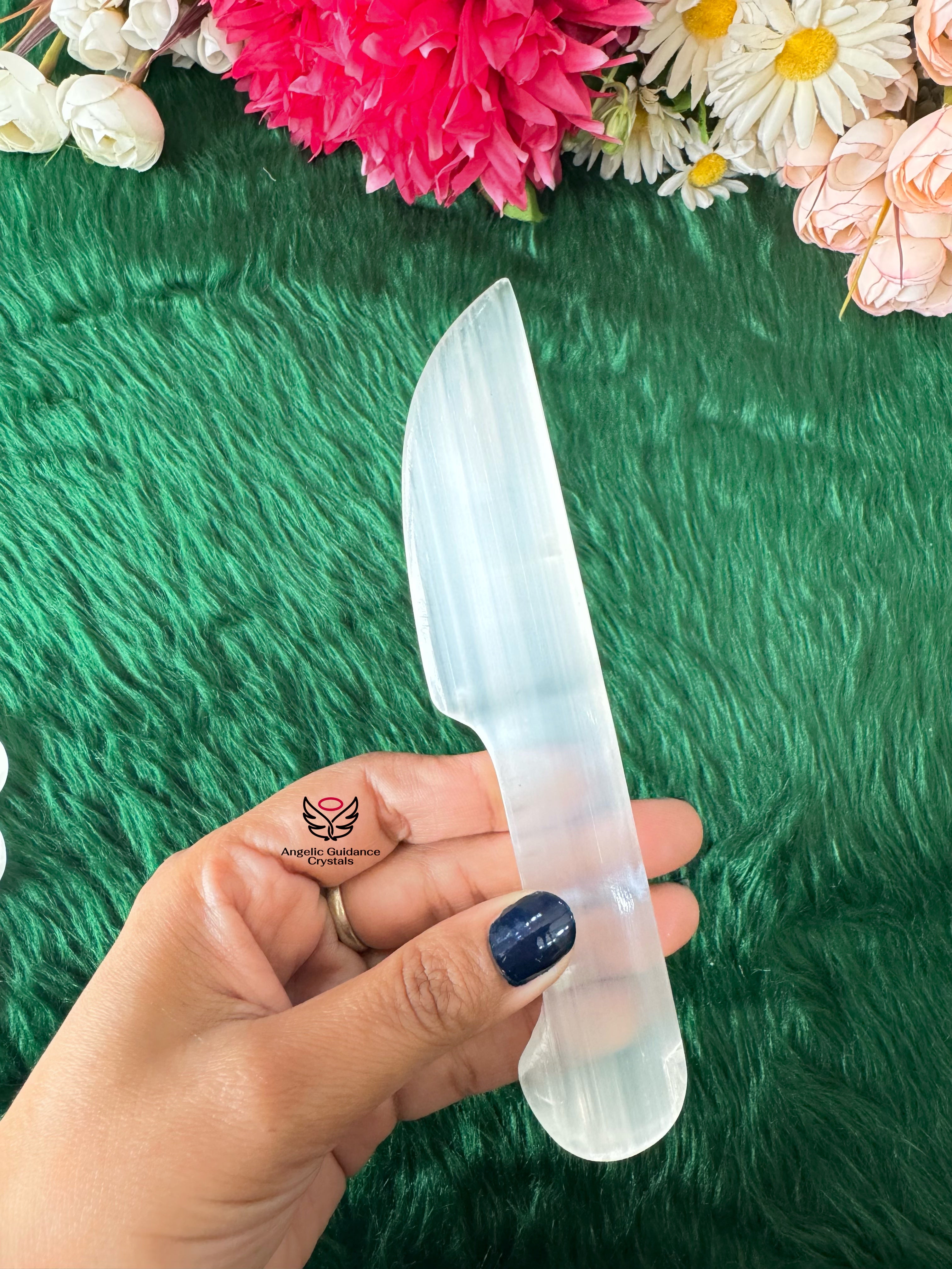 Natural Selenite Knife for Spiritual Meditation Crystal- Reiki tool for good cutting etheric cords