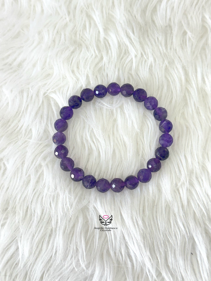 Amethyst Faceted Bracelet AAA 8mm