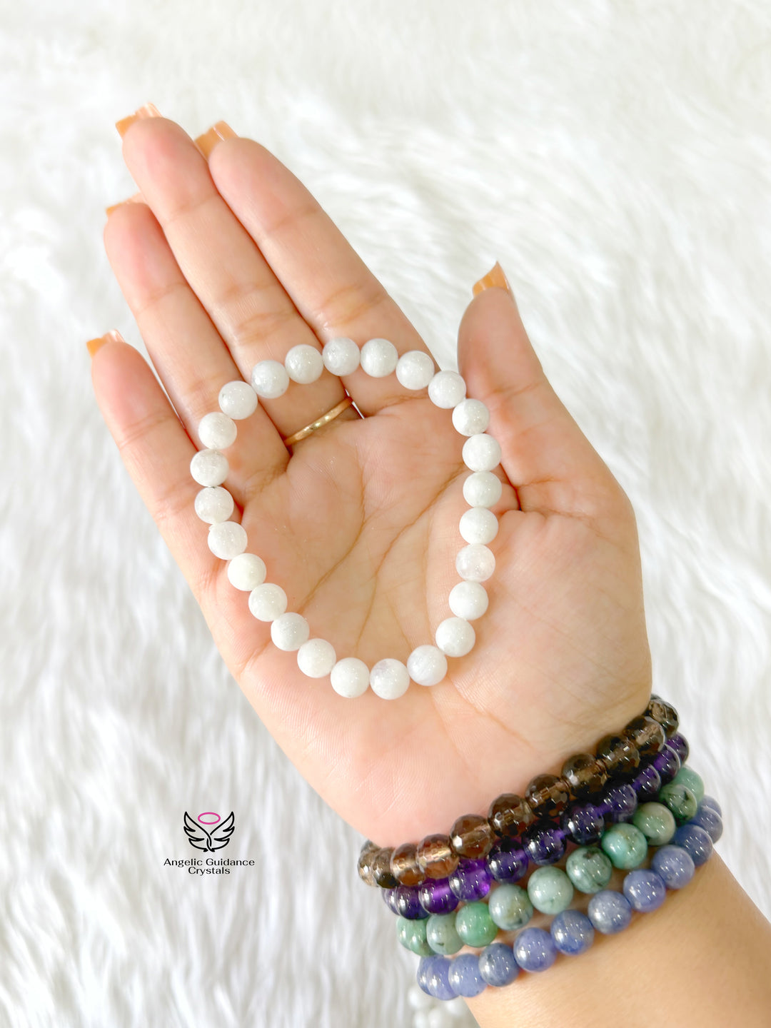 White Moonstone Bracelet 8mm A