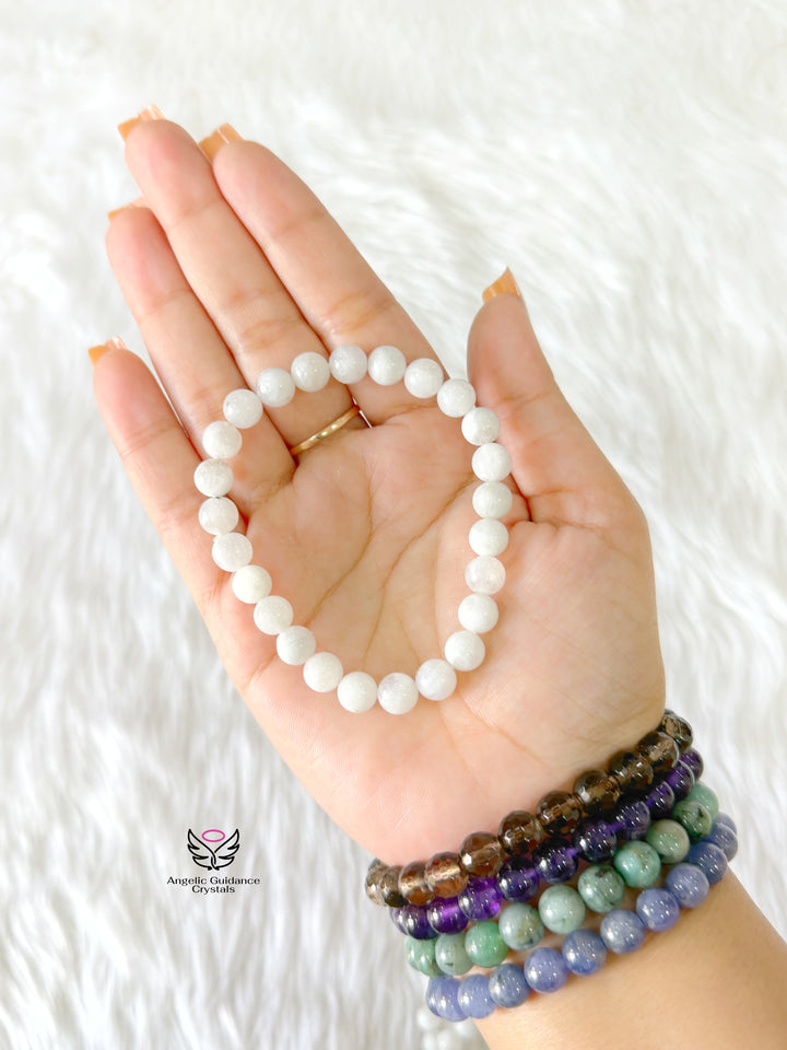 White Moonstone Bracelet 8mm A