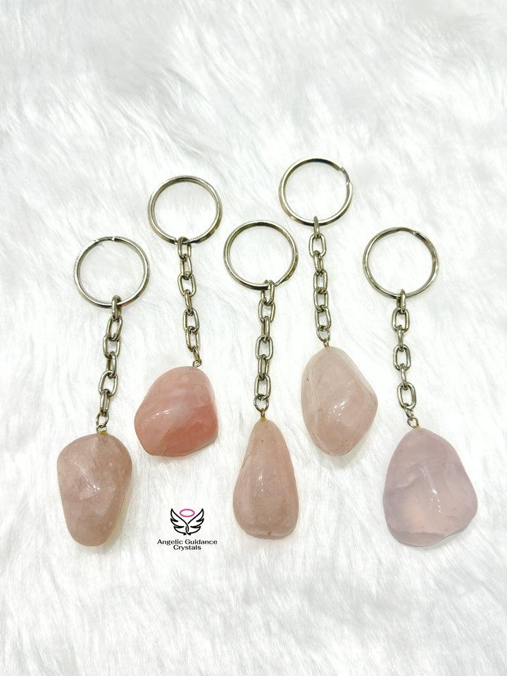 Rose Quartz Tumble Keychain