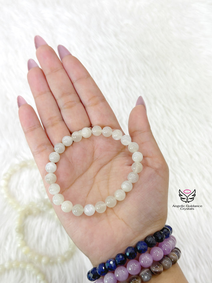 White Moonstone Bracelet 8mm Aaa