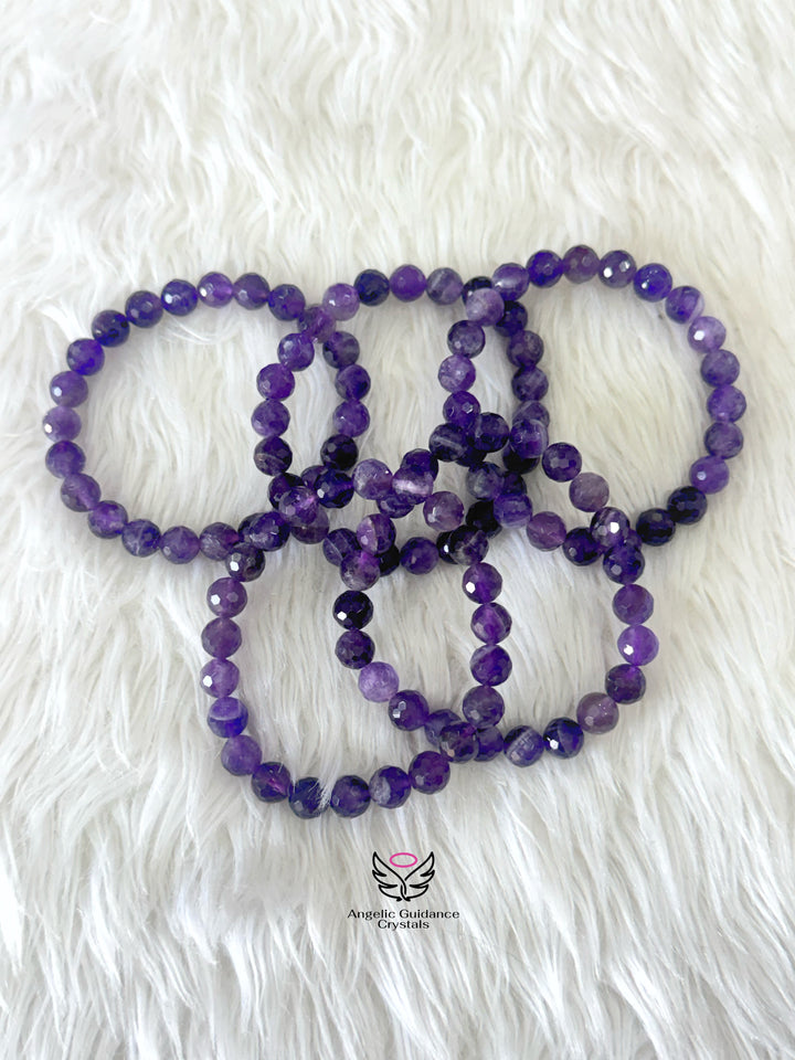Amethyst Faceted Bracelet AAA 8mm