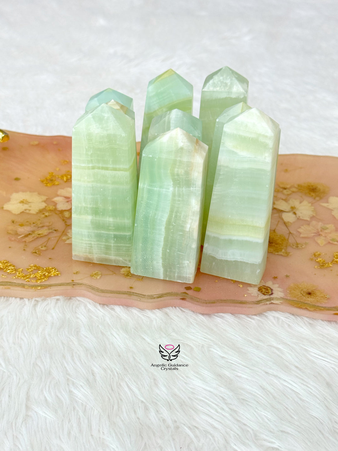 Pistachio Green Calcite Tower Large