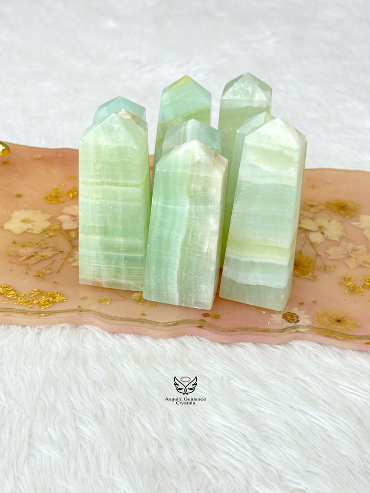 Pistachio Green Calcite Tower Large