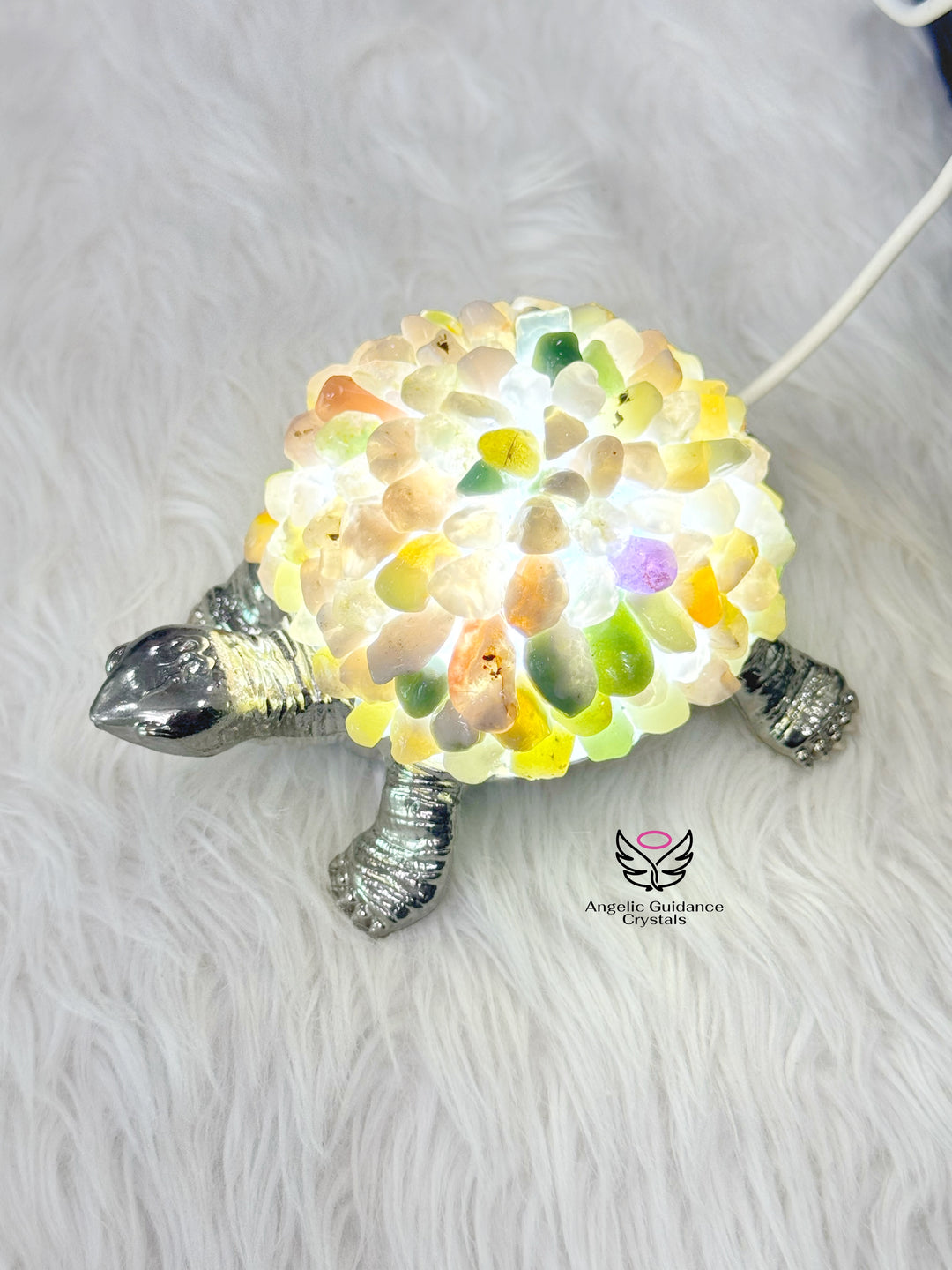 Flower Agate Tortoise Lamp