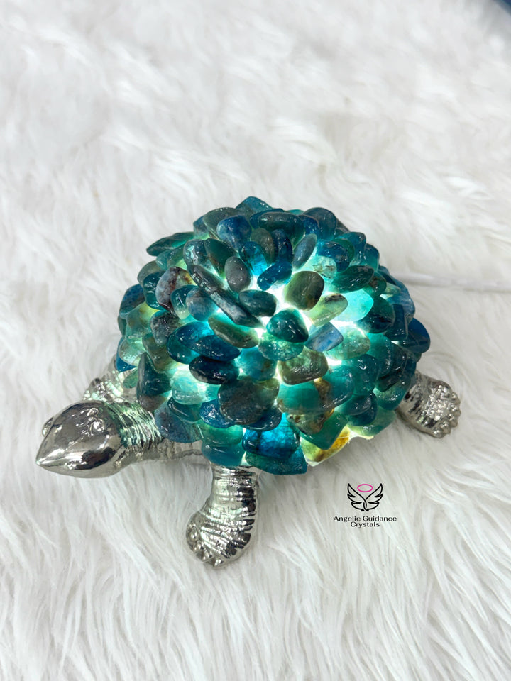 Blue Apatite Tortoise Lamp